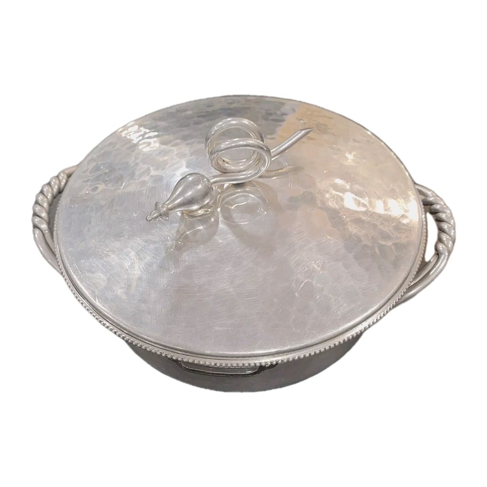 Vintage cookware BW Buenilum Hammered Aluminum Serving Dish With Pyrex Bowl